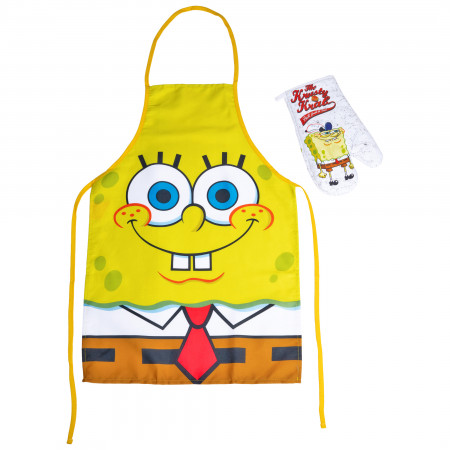 SpongeBob SquarePants Big Face Cooking Apron and Oven Mitt Set